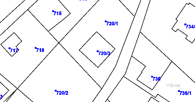 Parcela st. 720/3 v KÚ Komárov u Hořovic, Katastrální mapa