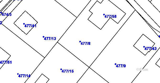 Parcela st. 477/8 v KÚ Komárov u Hořovic, Katastrální mapa