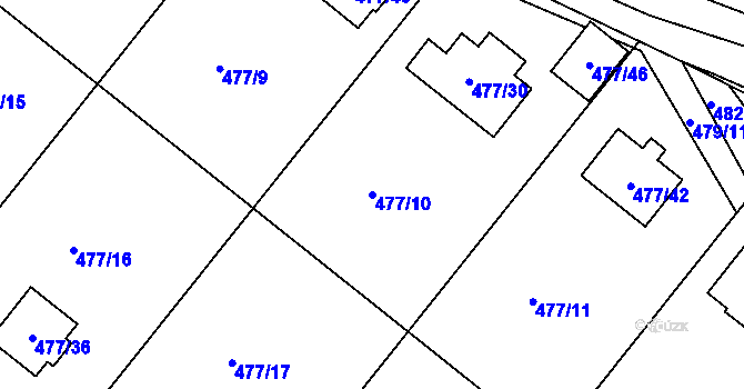 Parcela st. 477/10 v KÚ Komárov u Hořovic, Katastrální mapa