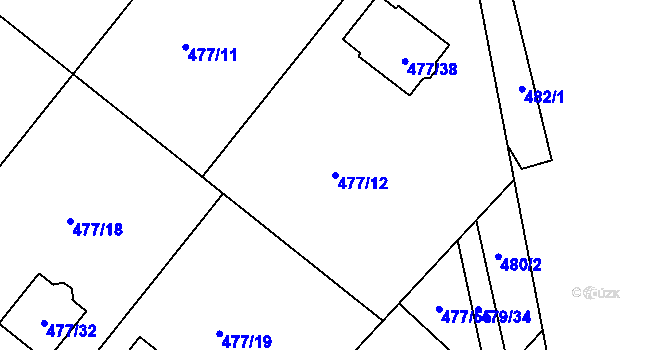 Parcela st. 477/12 v KÚ Komárov u Hořovic, Katastrální mapa