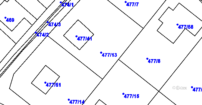 Parcela st. 477/13 v KÚ Komárov u Hořovic, Katastrální mapa