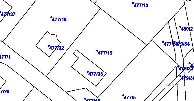 Parcela st. 477/19 v KÚ Komárov u Hořovic, Katastrální mapa