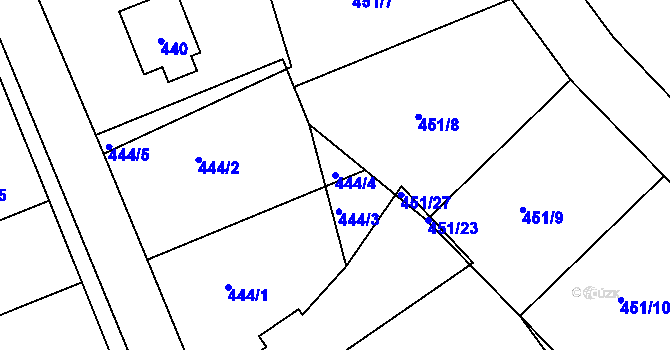 Parcela st. 444/4 v KÚ Komárov u Hořovic, Katastrální mapa