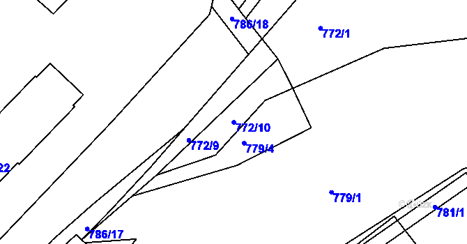 Parcela st. 772/10 v KÚ Komárov u Hořovic, Katastrální mapa
