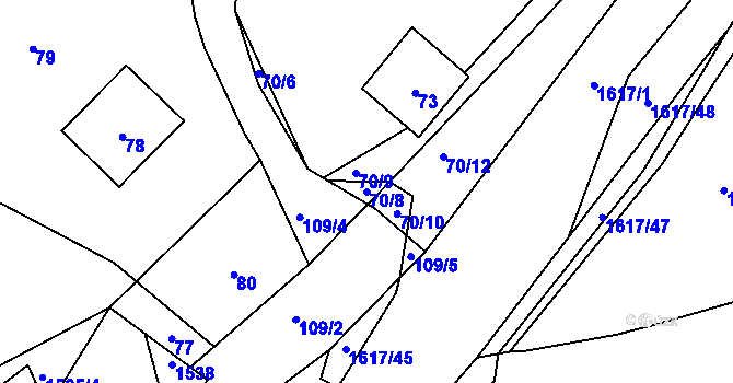 Parcela st. 70/8 v KÚ Komárov u Hořovic, Katastrální mapa