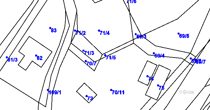 Parcela st. 71/5 v KÚ Komárov u Hořovic, Katastrální mapa