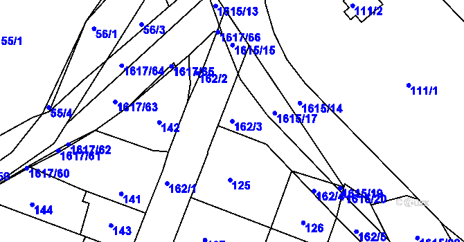 Parcela st. 162/3 v KÚ Komárov u Hořovic, Katastrální mapa