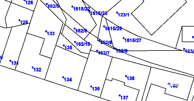 Parcela st. 162/7 v KÚ Komárov u Hořovic, Katastrální mapa