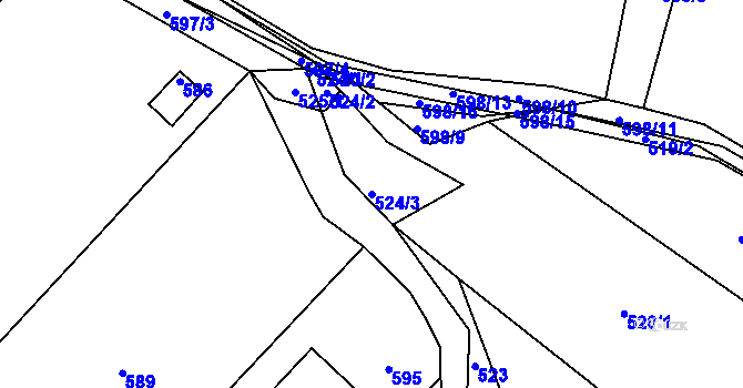 Parcela st. 524/3 v KÚ Komárov u Hořovic, Katastrální mapa