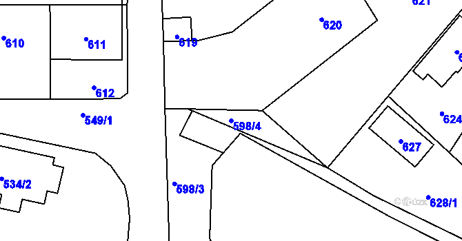 Parcela st. 598/4 v KÚ Komárov u Hořovic, Katastrální mapa