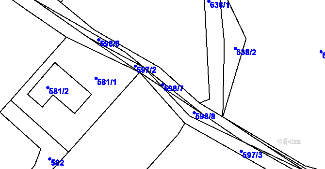 Parcela st. 598/7 v KÚ Komárov u Hořovic, Katastrální mapa
