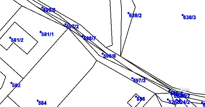 Parcela st. 598/8 v KÚ Komárov u Hořovic, Katastrální mapa