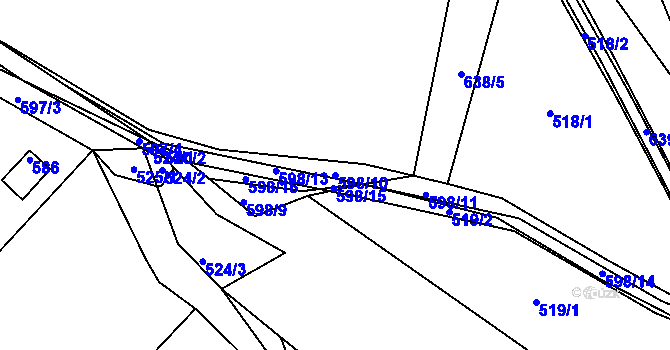 Parcela st. 598/10 v KÚ Komárov u Hořovic, Katastrální mapa