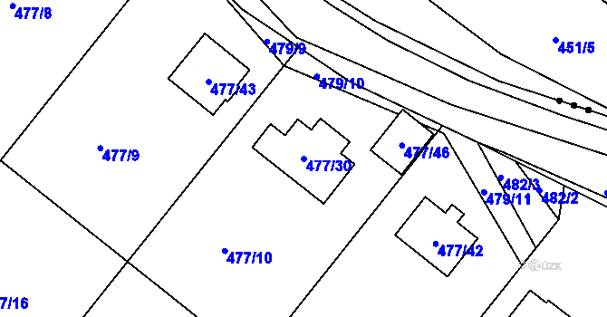Parcela st. 477/30 v KÚ Komárov u Hořovic, Katastrální mapa