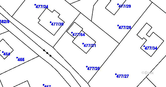 Parcela st. 477/31 v KÚ Komárov u Hořovic, Katastrální mapa