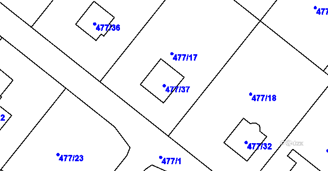 Parcela st. 477/37 v KÚ Komárov u Hořovic, Katastrální mapa
