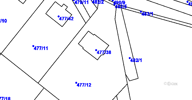 Parcela st. 477/38 v KÚ Komárov u Hořovic, Katastrální mapa