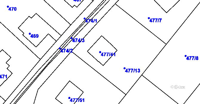 Parcela st. 477/41 v KÚ Komárov u Hořovic, Katastrální mapa