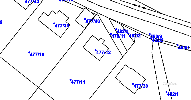 Parcela st. 477/42 v KÚ Komárov u Hořovic, Katastrální mapa