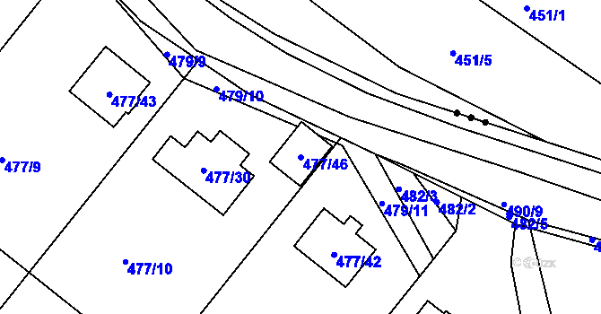 Parcela st. 477/46 v KÚ Komárov u Hořovic, Katastrální mapa
