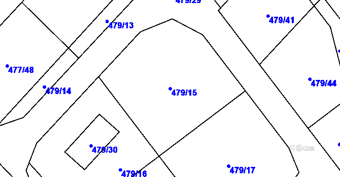 Parcela st. 479/15 v KÚ Komárov u Hořovic, Katastrální mapa