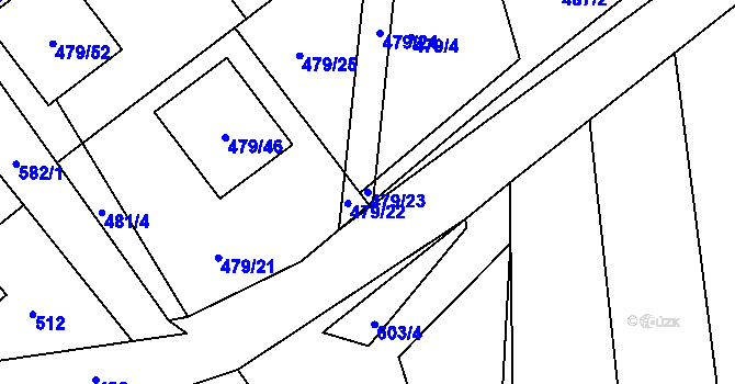 Parcela st. 479/23 v KÚ Komárov u Hořovic, Katastrální mapa