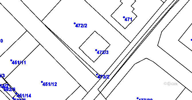 Parcela st. 472/3 v KÚ Komárov u Hořovic, Katastrální mapa