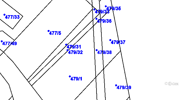 Parcela st. 479/38 v KÚ Komárov u Hořovic, Katastrální mapa