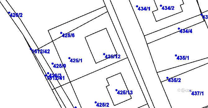 Parcela st. 425/12 v KÚ Komárov u Hořovic, Katastrální mapa