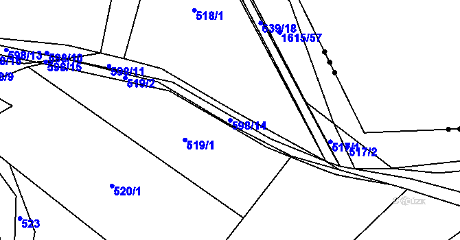 Parcela st. 598/14 v KÚ Komárov u Hořovic, Katastrální mapa