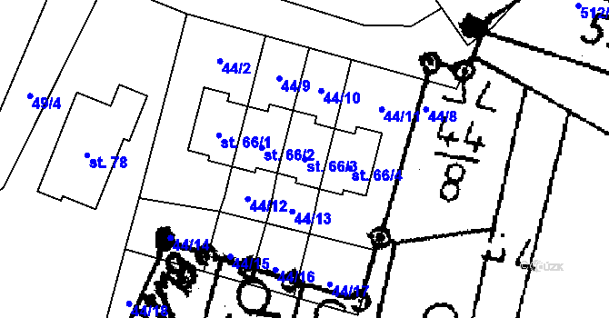 Parcela st. 66/3 v KÚ Komárov u Soběslavi, Katastrální mapa