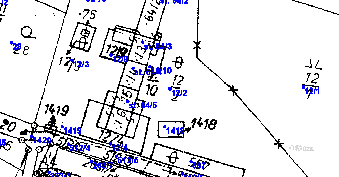 Parcela st. 12/2 v KÚ Komárov u Soběslavi, Katastrální mapa