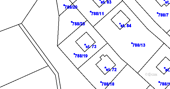 Parcela st. 73 v KÚ Komárov u Štědré, Katastrální mapa