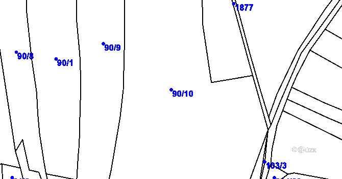 Parcela st. 90/10 v KÚ Komárov u Štědré, Katastrální mapa