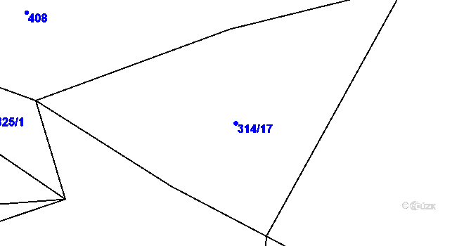 Parcela st. 314/17 v KÚ Komárov u Štědré, Katastrální mapa