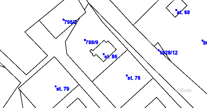 Parcela st. 86 v KÚ Komárov u Štědré, Katastrální mapa