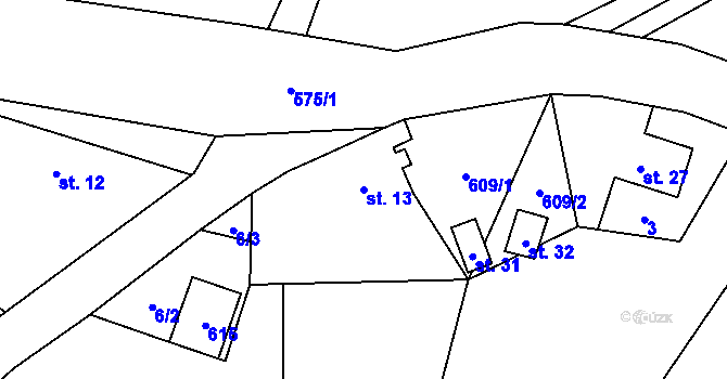 Parcela st. 13 v KÚ Smilov u Štědré, Katastrální mapa
