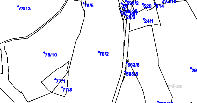 Parcela st. 78/2 v KÚ Smilov u Štědré, Katastrální mapa