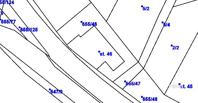 Parcela st. 46 v KÚ Komárov u Holic, Katastrální mapa