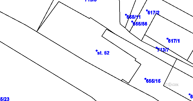 Parcela st. 52 v KÚ Komárov u Holic, Katastrální mapa