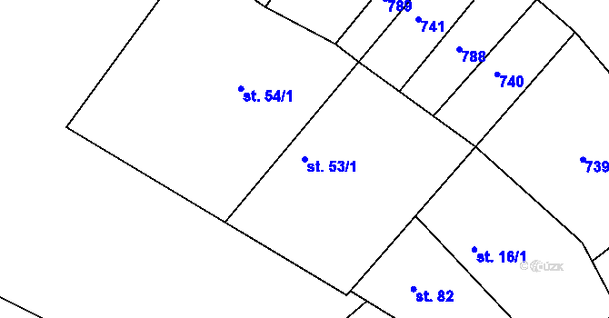 Parcela st. 53/1 v KÚ Komárov u Holic, Katastrální mapa