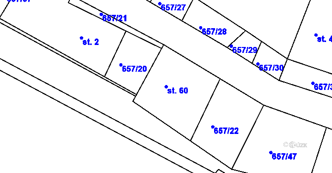 Parcela st. 60 v KÚ Komárov u Holic, Katastrální mapa