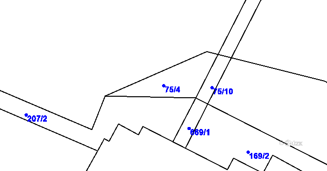 Parcela st. 75/4 v KÚ Komárov u Holic, Katastrální mapa