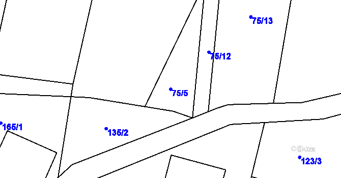 Parcela st. 75/5 v KÚ Komárov u Holic, Katastrální mapa