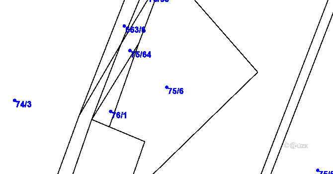 Parcela st. 75/6 v KÚ Komárov u Holic, Katastrální mapa