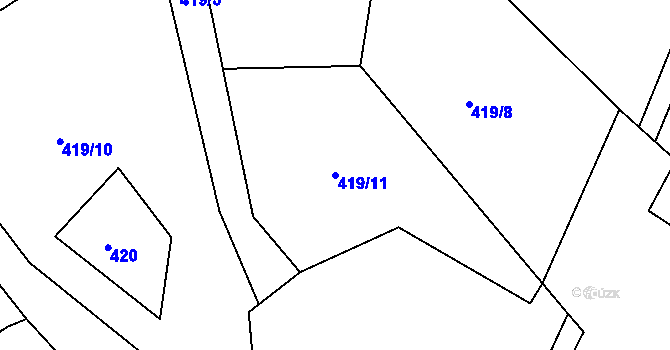 Parcela st. 419/11 v KÚ Komárov u Holic, Katastrální mapa