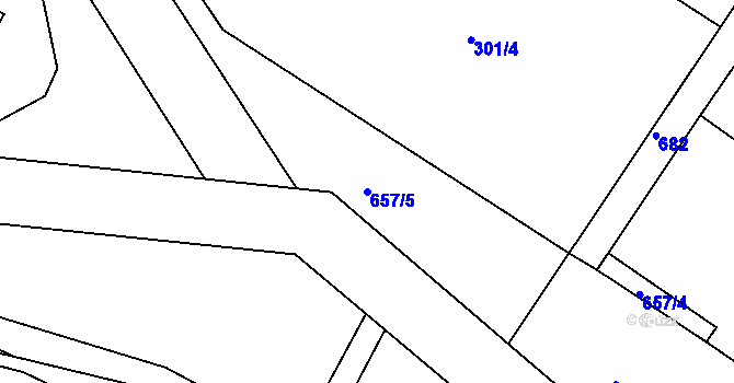 Parcela st. 657/5 v KÚ Komárov u Holic, Katastrální mapa