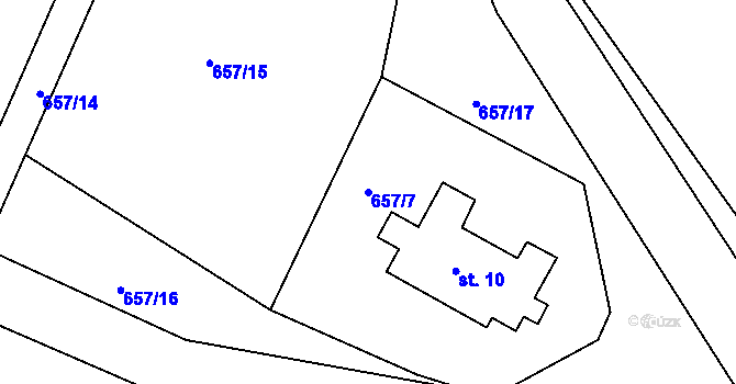 Parcela st. 657/7 v KÚ Komárov u Holic, Katastrální mapa