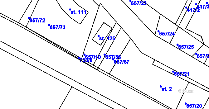 Parcela st. 657/56 v KÚ Komárov u Holic, Katastrální mapa