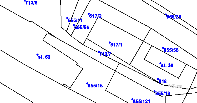 Parcela st. 713/7 v KÚ Komárov u Holic, Katastrální mapa